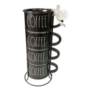 Rae Dunn "COFFEE" Black & White Mug Stacker Set